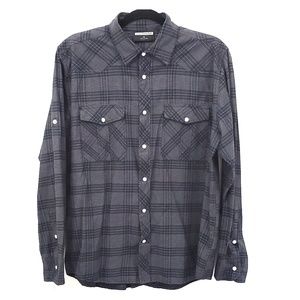 AKUMA plaid snap button long sleeve shirt